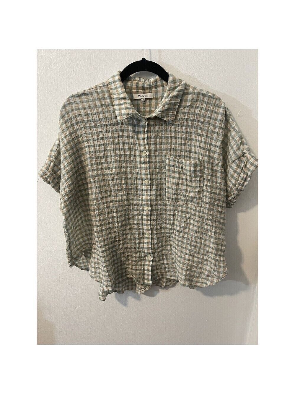 Madewell Crinkle Hayden Top Shirt Striped Size Medium Button Down - Picture 1 of 8